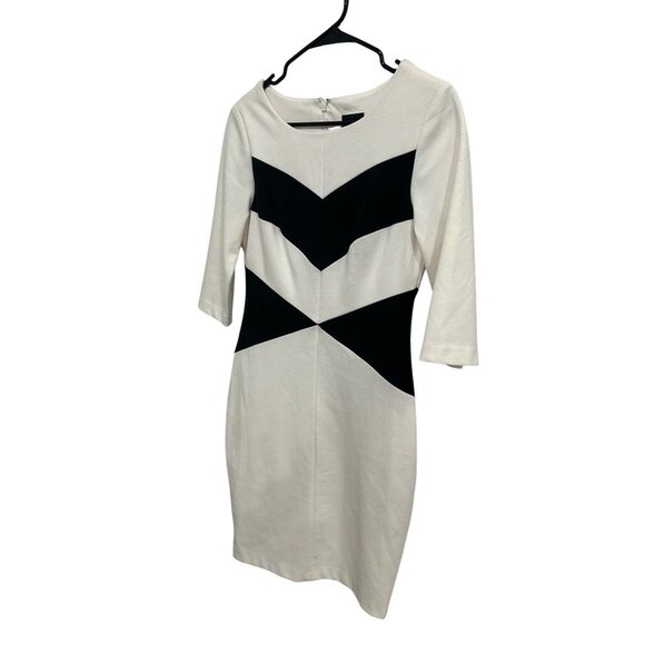 Dress by Jax Black and White Colorblock Sheath with Three Quarter Sleeves SZ 6 - Picture 3 of 10